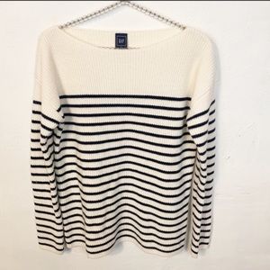 Gap Stripe Shaker Merino Wool Blend Navy Striped Sweater Size Medium New NWOT